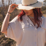 Chemise Femme Fluide Manches Courtes Beige - Vitabohem