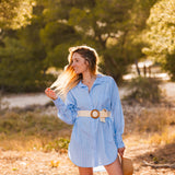 Robe Chemise Femme Bleue Rayures - Vitabohem
