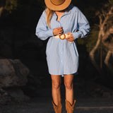 Robe Chemise Femme Bleue Rayures - Vitabohem