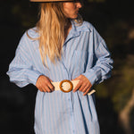 Robe Chemise Femme Bleue Rayures - Vitabohem