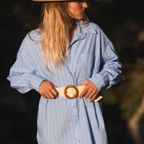 Robe Chemise Femme Bleue Rayures - Vitabohem
