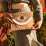 Sac à Main Femme Motif Œil Brodé Camel - Vitabohem