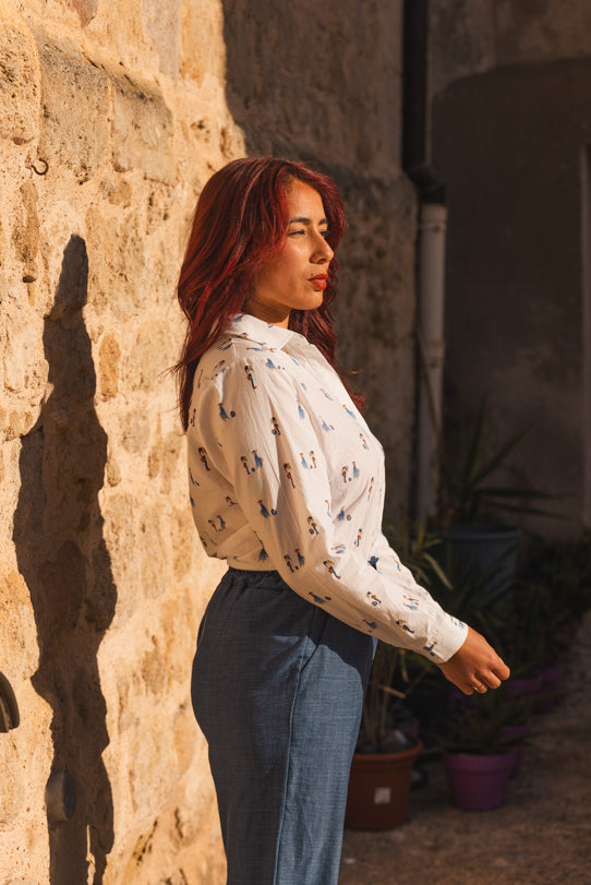 Chemise Blanche Femme Imprimés - Vitabohem