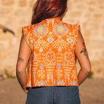 Gilet Sans Manche Femme Orange Floral - Vitabohem