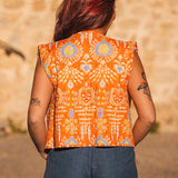 Gilet Sans Manche Femme Orange Floral - Vitabohem