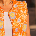 Gilet Sans Manche Femme Orange Floral - Vitabohem