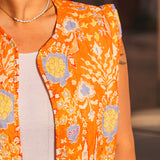 Gilet Sans Manche Femme Orange Floral - Vitabohem