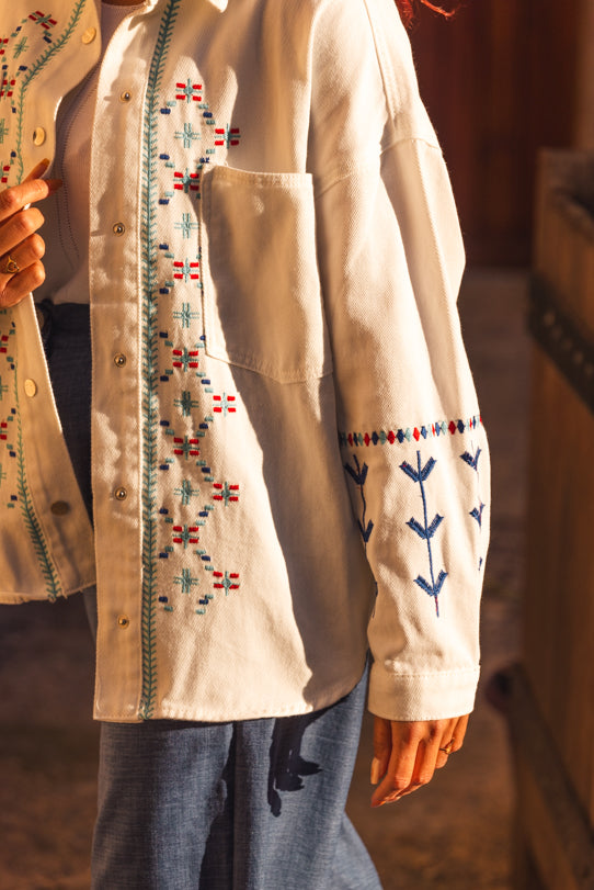 Veste Chemise Femme Blanche Santorini - Vitabohem