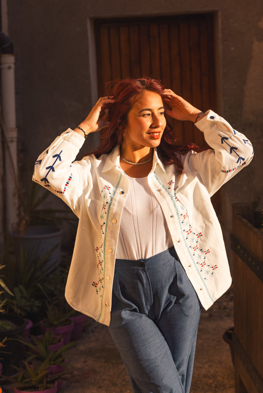 Veste Chemise Femme Blanche Santorini - Vitabohem