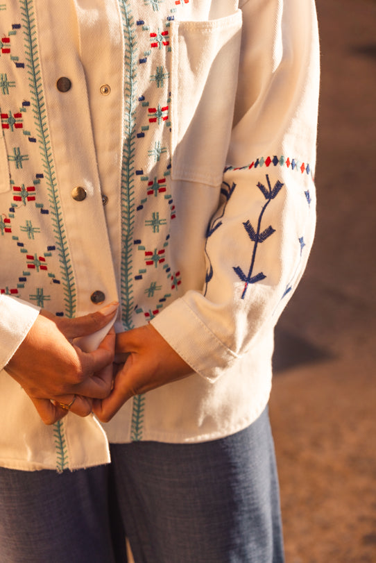 Veste Chemise Femme Blanche Santorini - Vitabohem