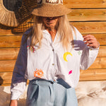 Blouse Femme Bleue Motifs - Vitabohem