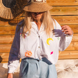 Blouse Femme Bleue Motifs - Vitabohem