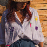Blouse Femme Blanche Motifs - Vitabohem