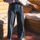 Pantalon Fluide Femme Bleu Marine - Vitabohem