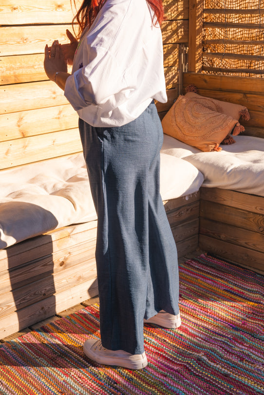 Pantalon Fluide Femme Bleu Marine - Vitabohem