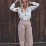 Pantalon Palazzo Femme Beige - Vitabohem
