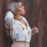 Chemise Blanche Femme Fluide Motifs - Vitabohem