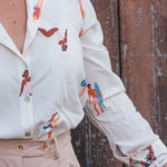 Chemise Blanche Femme Fluide Motifs - Vitabohem