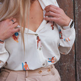 Chemise Blanche Femme Fluide Motifs - Vitabohem