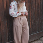 Pantalon Palazzo Femme Beige - Vitabohem