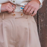 Pantalon Palazzo Femme Beige - Vitabohem