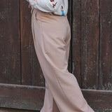 Pantalon Palazzo Femme Beige - Vitabohem
