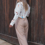 Pantalon Palazzo Femme Beige - Vitabohem