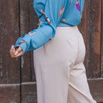 Pantalon Palazzo Femme Beige - Vitabohem