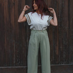 Pantalon Palazzo Femme Vert - Vitabohem