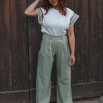 Pantalon Palazzo Femme Vert - Vitabohem