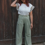 Pantalon Palazzo Femme Vert - Vitabohem