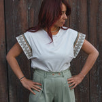 T-Shirt Femme Blanc à Motifs - Vitabohem