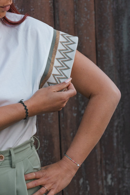 T-Shirt Femme Blanc à Motifs - Vitabohem