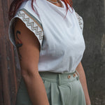 T-Shirt Femme Blanc à Motifs - Vitabohem