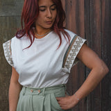T-Shirt Femme Blanc à Motifs - Vitabohem