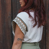 T-Shirt Femme Blanc à Motifs - Vitabohem