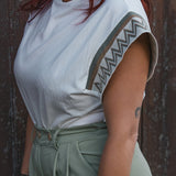 T-Shirt Femme Blanc à Motifs - Vitabohem