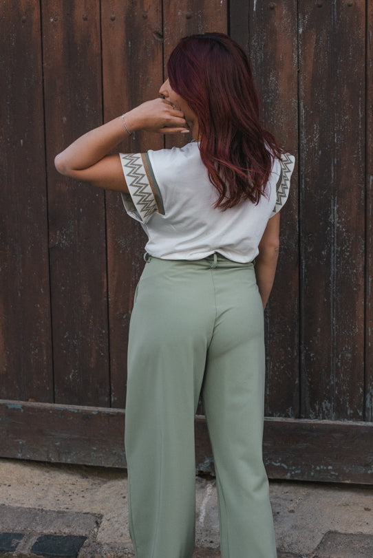 Pantalon Palazzo Femme Vert - Vitabohem