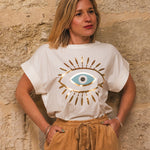 T-Shirt Femme Blanc Œil Doré - Vitabohem