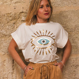 T-Shirt Femme Blanc Œil Doré - Vitabohem