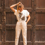Pantalon Fluide Femme Beige - Vitabohem