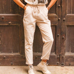 Pantalon Fluide Femme Beige - Vitabohem