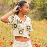 Crop Top Femme Vert en Crochet à Motifs - Vitabohem