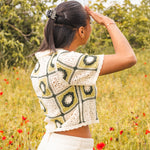 Crop Top Femme Vert en Crochet à Motifs - Vitabohem