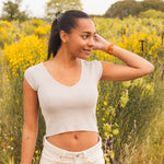 Crop Top Femme Beige en Crochet - Vitabohem