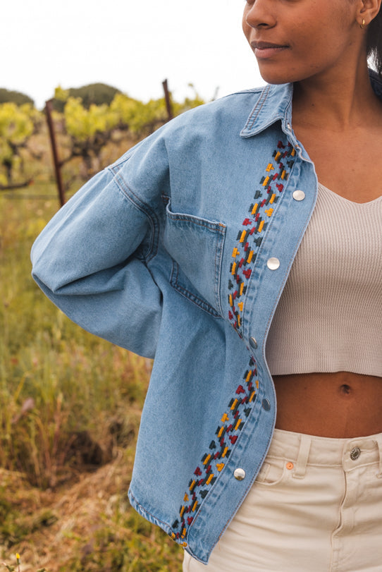 Veste Chemise Femme Bleue Jean Aztèque - Vitabohem