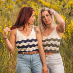 Crop Top Femme Bleu Marine en Crochet - Vitabohem