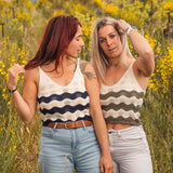 Crop Top Femme Bleu Marine en Crochet - Vitabohem