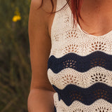 Crop Top Femme Bleu Marine en Crochet - Vitabohem