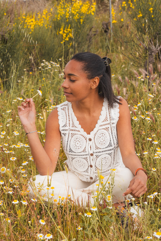 Top Femme Crochet Blanc - Vitabohem